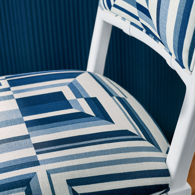 Cubism Savoy Spa Blue on Flax Fabric by Anna French | AF9653