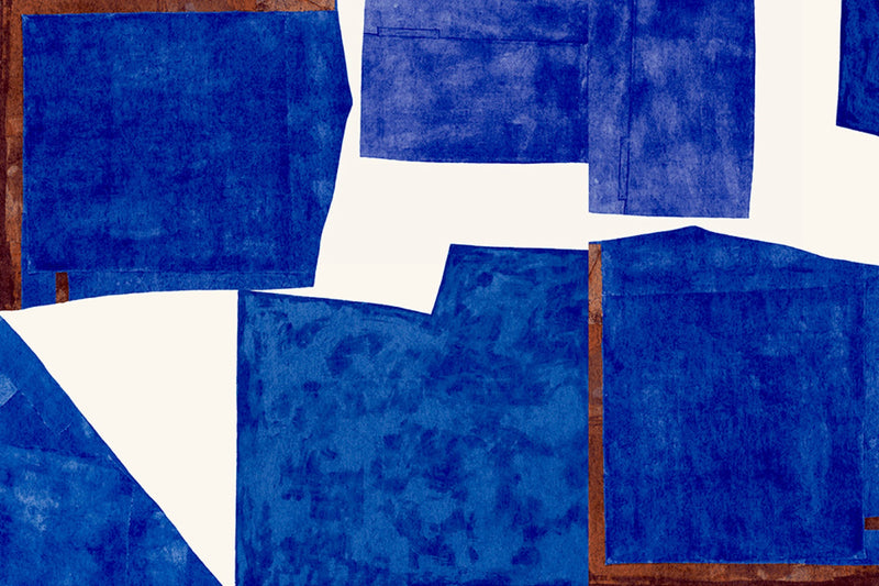 Sea Collage Raffia Cobalt Wallpaper by Christopher Farr Cloth
