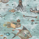 Sea Life Heart Deco Aqua & Orange Wallpaper by Brand McKenzie