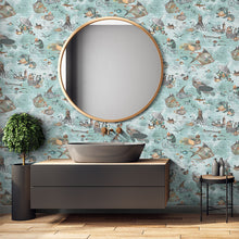 BMHD002/07A Sea Life Heart Deco Aqua & Orange Wallpaper by Brand McKenzie
