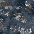 BMHD002/07D Sea Life Heart Deco Navy Wallpaper by Brand McKenzie