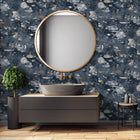 BMHD002/07D Sea Life Heart Deco Navy Wallpaper by Brand McKenzie