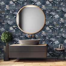 BMHD002/07D Sea Life Heart Deco Navy Wallpaper by Brand McKenzie