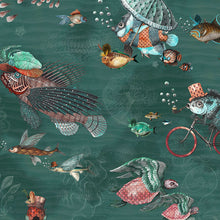 BMHD002/07E Sea Life Heart Deco Teal & Coral Wallpaper by Brand McKenzie