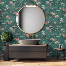 BMHD002/07E Sea Life Heart Deco Teal & Coral Wallpaper by Brand McKenzie