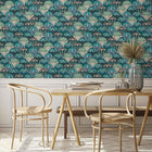 BMHD002/09D Silk Shades Heart Deco Teal Wallpaper by Brand McKenzie