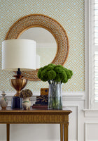 French Lattice Sojourn Blue Wallpaper by Thibaut | T42048