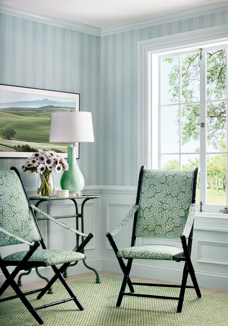 Scarlet Stripe Navy Stripes and Checks Resource Wallpaper by Thibaut | T44019