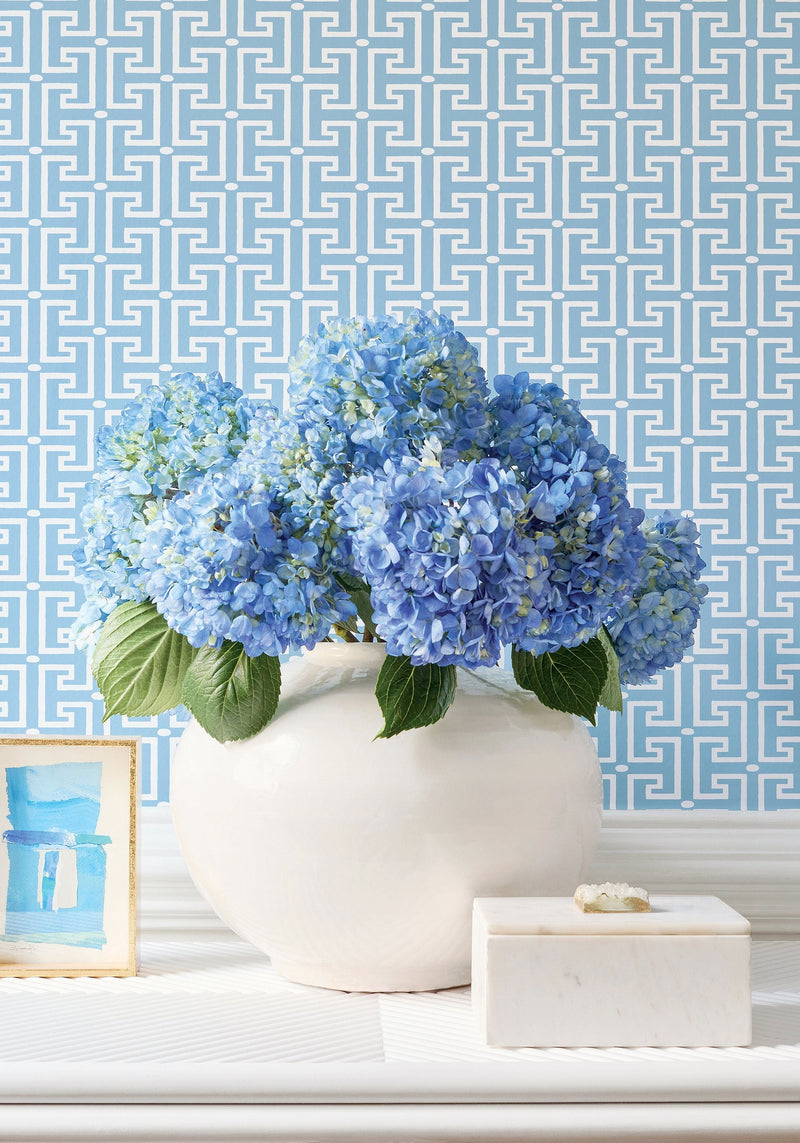 T20858 T-Square Navy Eden Wallpaper by Thibaut