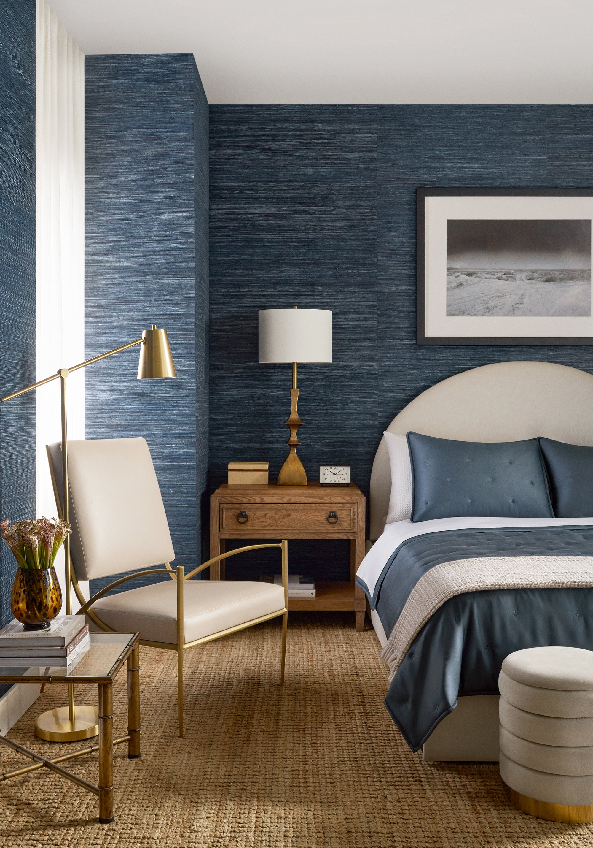 T10313 Maroma Navy Grasscloth Resource 7 Wallpaper by Thibaut