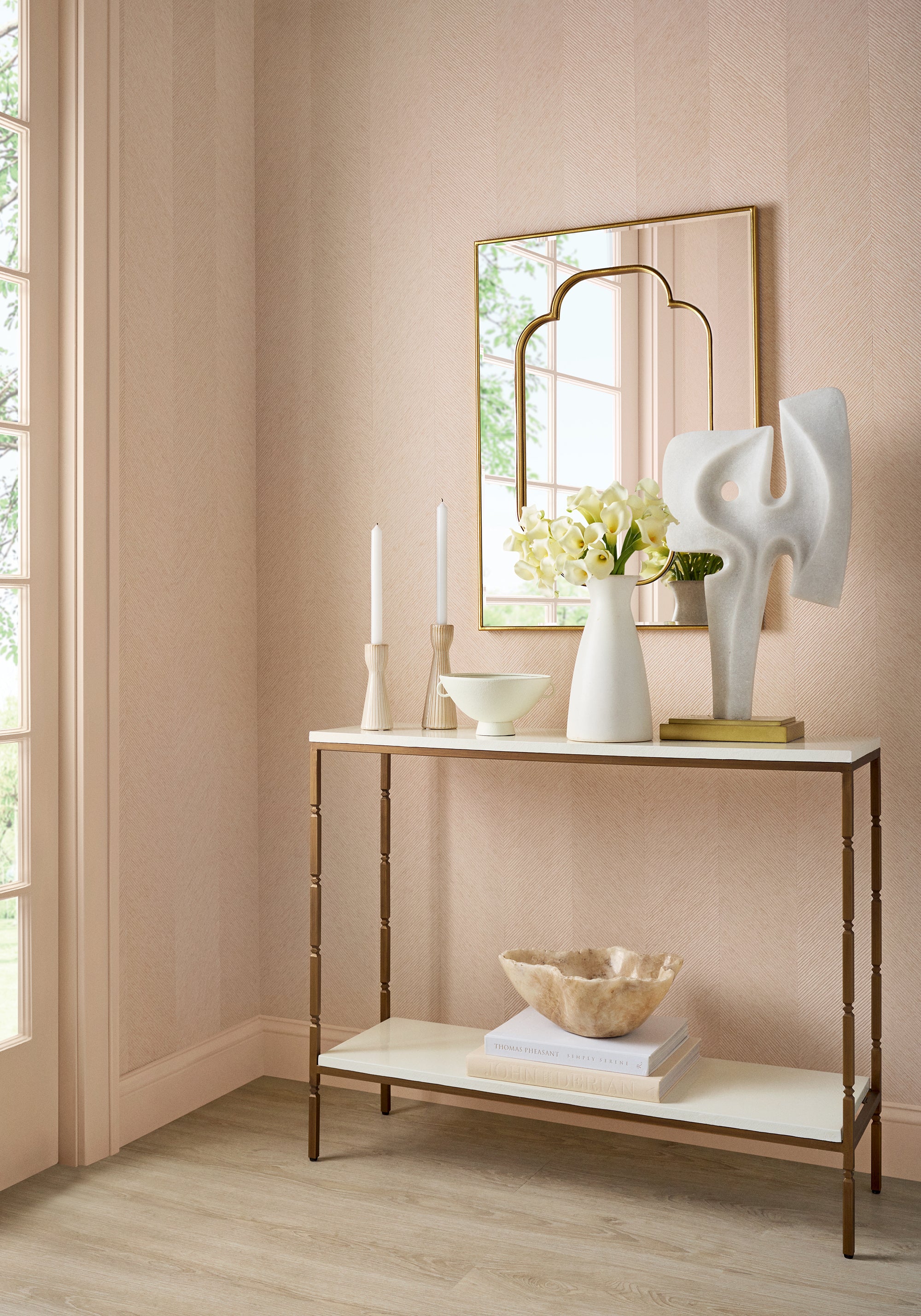 T10334 West Brook Blush Grasscloth Resource 7 Wallpaper by Thibaut