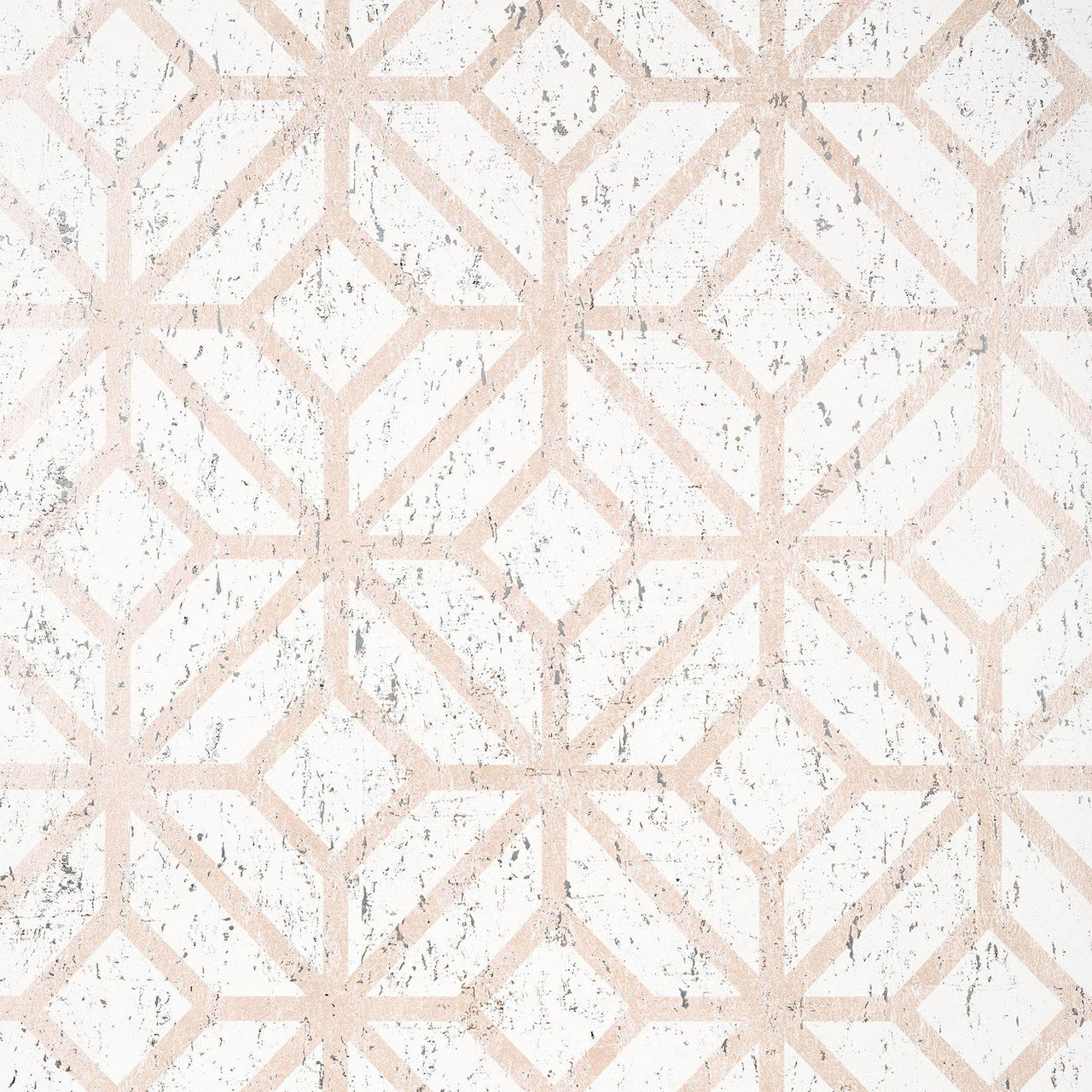 T10409 Mamora Trellis Cork Modern Resource 2 White on Metallic Blush Wallpaper by Thibaut