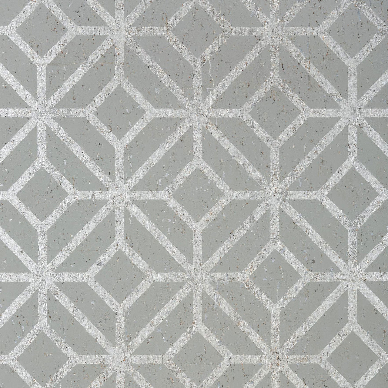 T10413 Mamora Trellis Cork Modern Resource 2 Grey on Metallic Silver Wallpaper by Thibaut