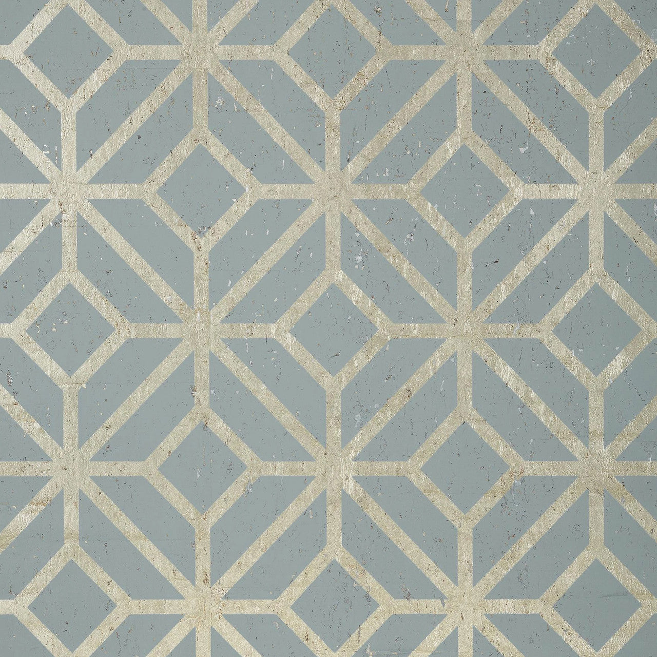 T10414 Mamora Trellis Cork Modern Resource 2 Spa Blue on Metallic Pewter Wallpaper by Thibaut