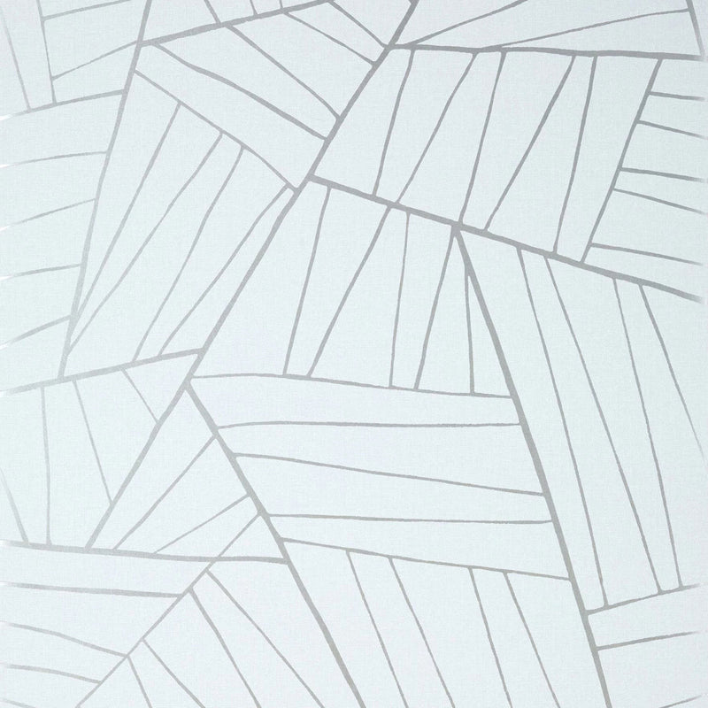 T10439 Jordan Modern Resource 2 Metallic Silver on Soft Blue Wallpaper by Thibaut