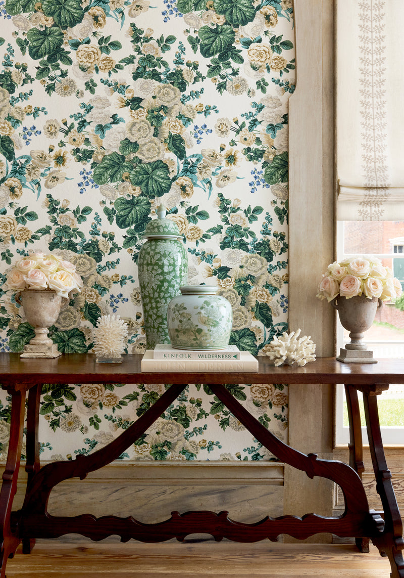 T10510 Hidcote White Boxwood Wallpaper by Thibaut
