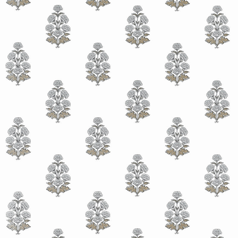 T10520 Audrey Grey Boxwood Wallpaper by Thibaut