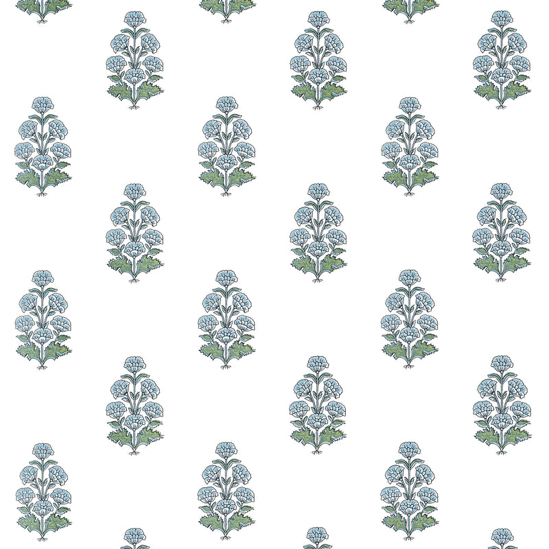 T10521 Audrey Blue Boxwood Wallpaper by Thibaut