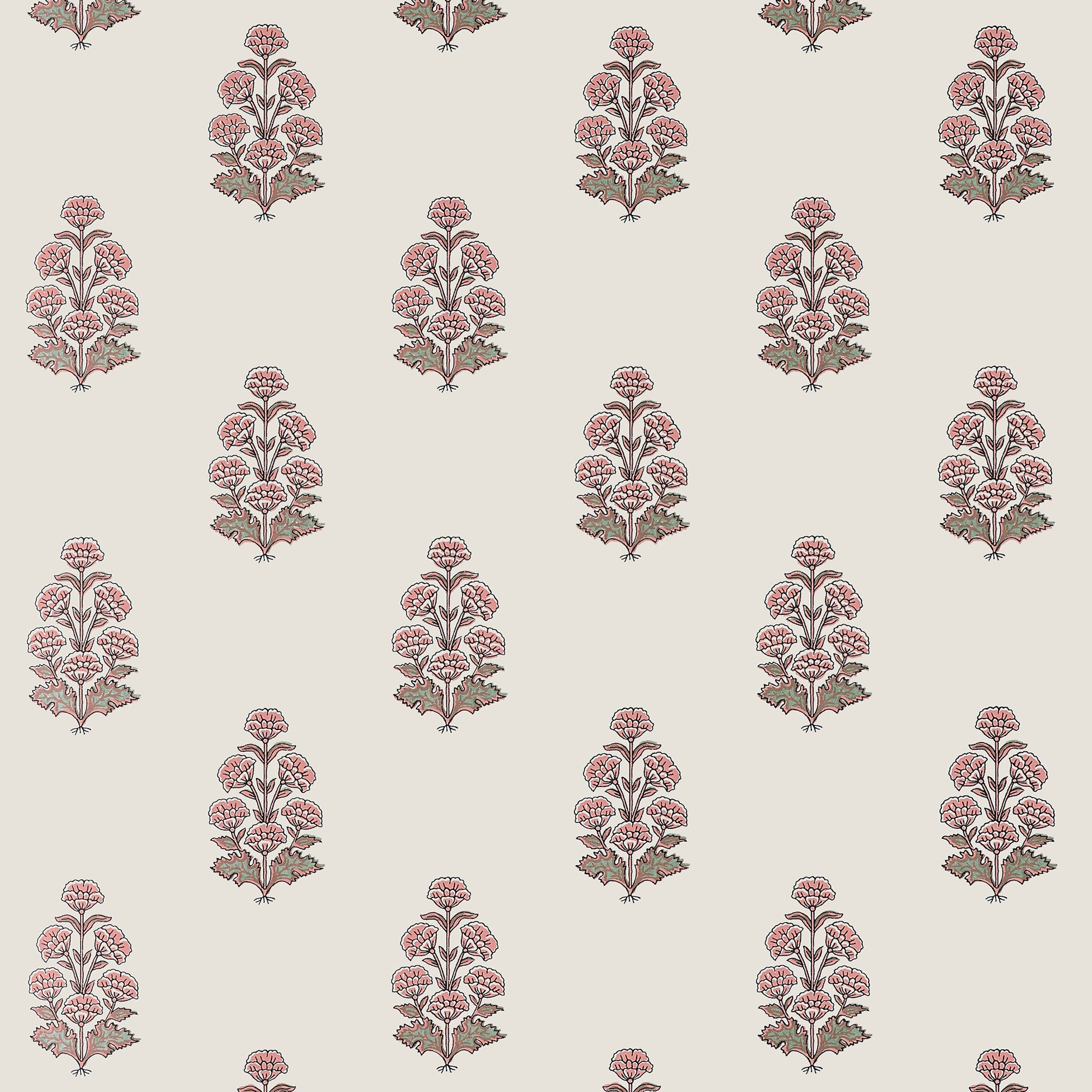 T10523 Audrey Blush Boxwood Wallpaper by Thibaut