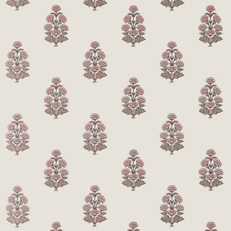 T10523 Audrey Blush Boxwood Wallpaper by Thibaut