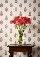 T10523 Audrey Blush Boxwood Wallpaper by Thibaut