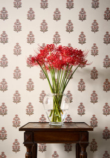 T10523 Audrey Blush Boxwood Wallpaper by Thibaut