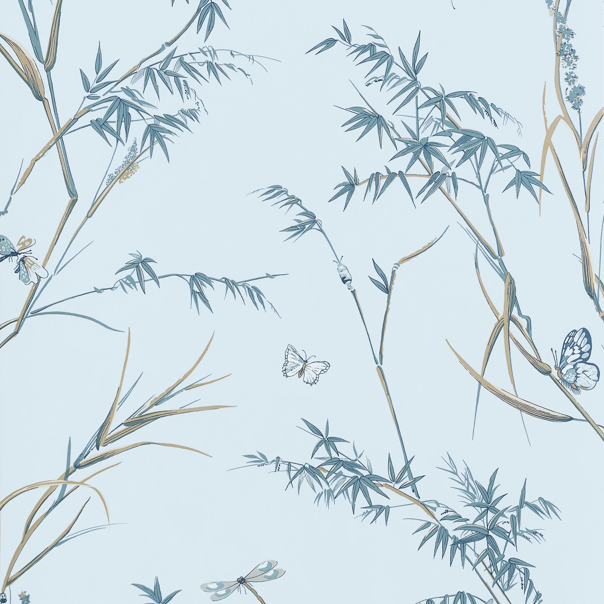T10525 Virginia Spa Blue Boxwood Wallpaper by Thibaut