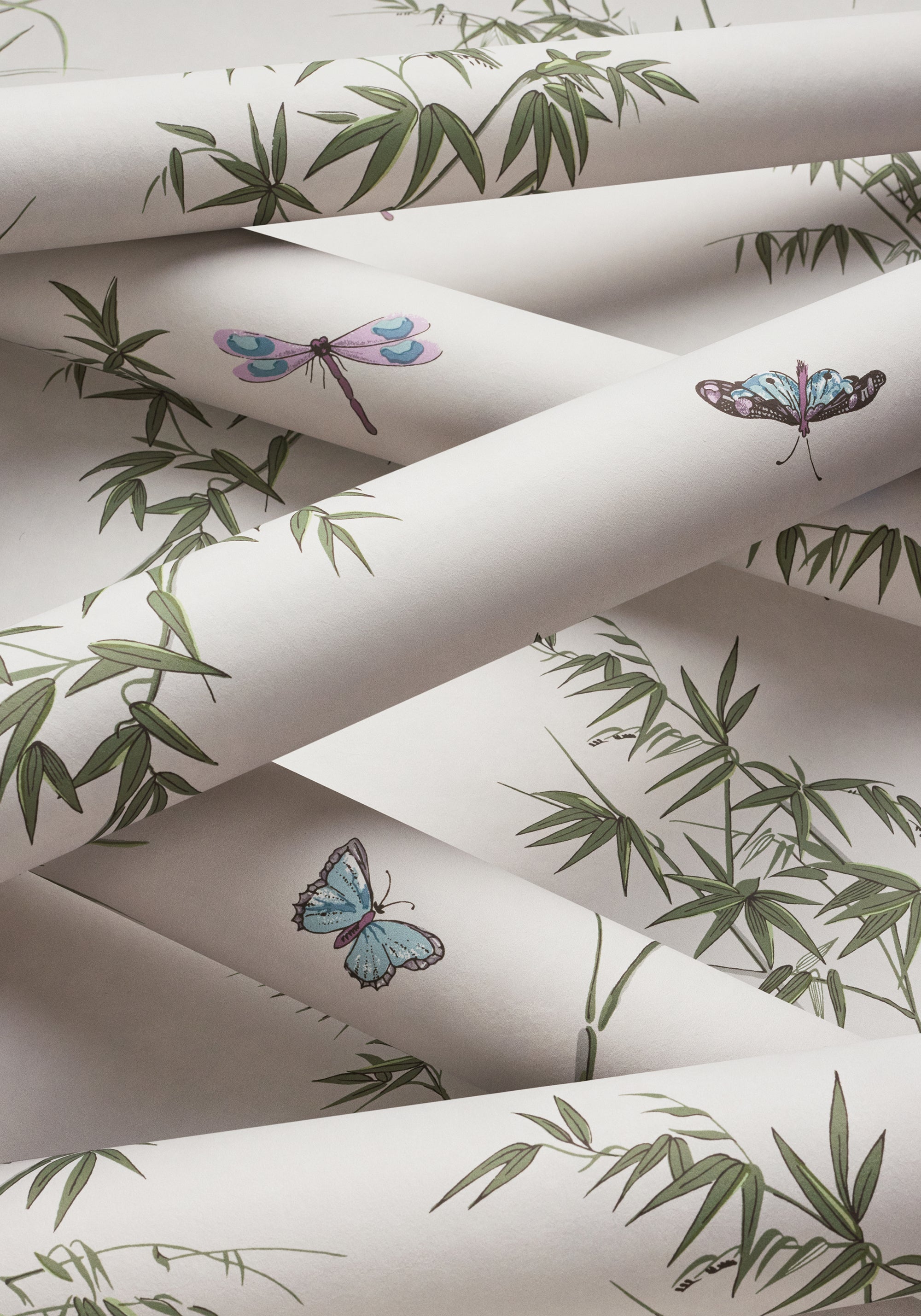 T10526 Virginia Beige and Sage Boxwood Wallpaper by Thibaut