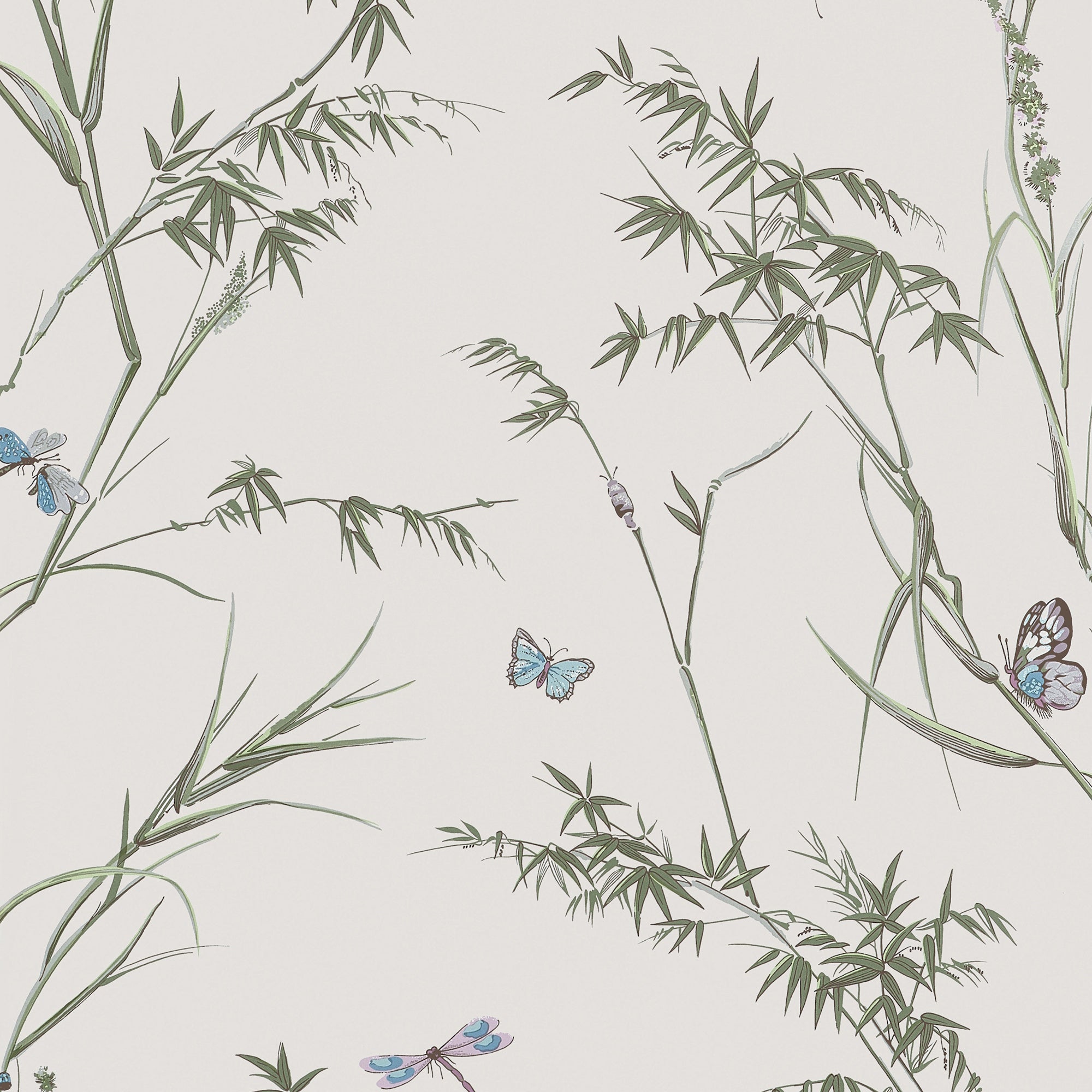 T10526 Virginia Beige and Sage Boxwood Wallpaper by Thibaut