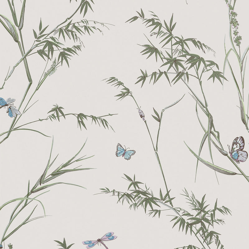T10526 Virginia Beige and Sage Boxwood Wallpaper by Thibaut