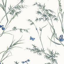 T10528 Virginia Blue and Green Boxwood Wallpaper by Thibaut