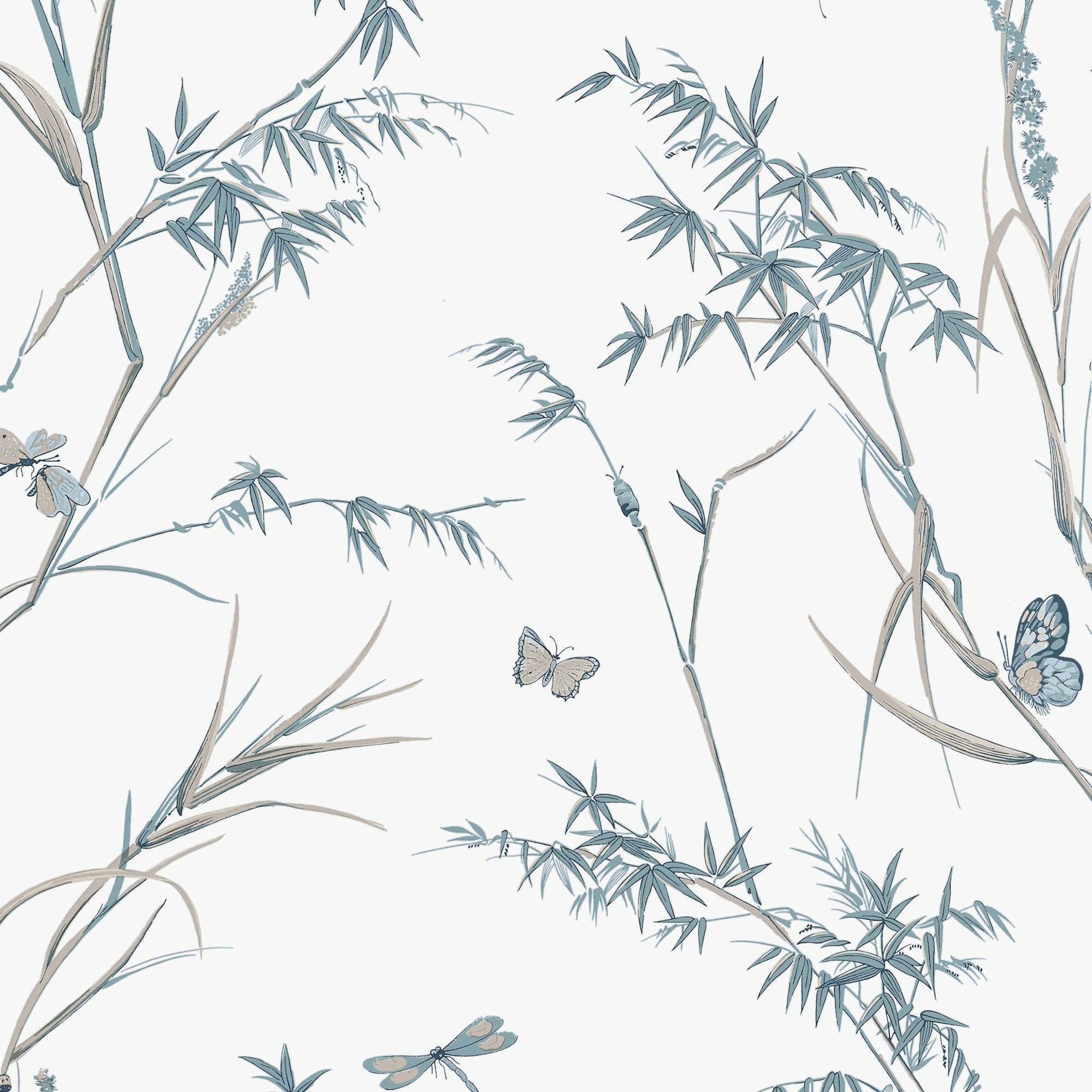 T10529 Virginia Cream and Aqua Boxwood Wallpaper by Thibaut