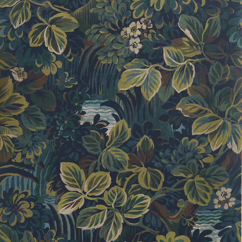 T10531 Night Garden Midnight Boxwood Wallpaper by Thibaut