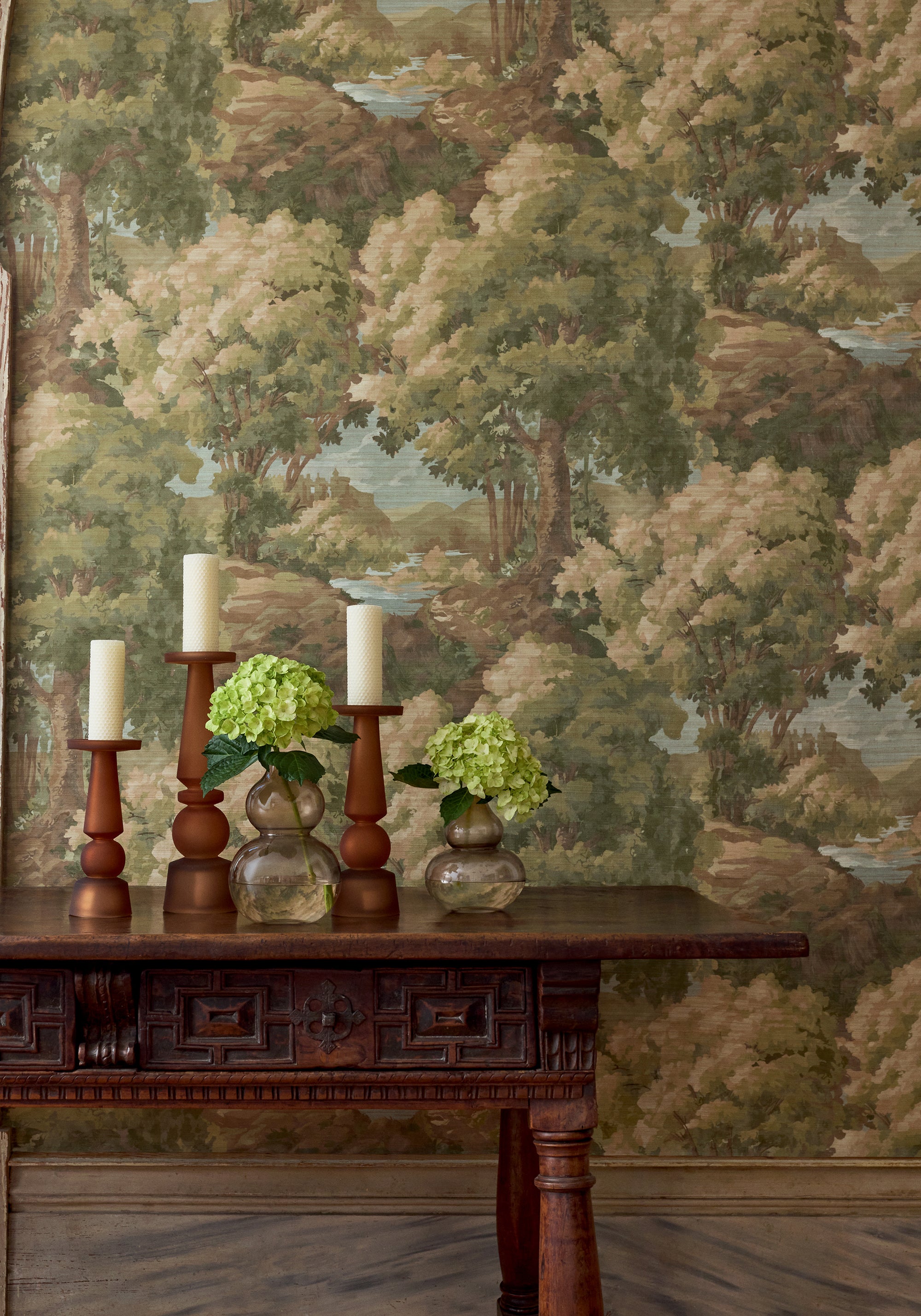 T10546 Woodland Clearing Green Boxwood Wallpaper by Thibaut