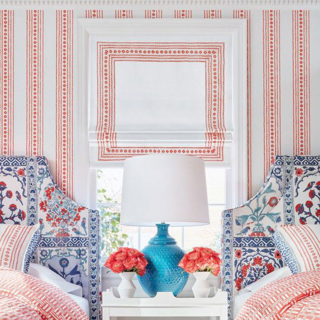 T10606 New Haven Stripe Ceylon Coral Wallpaper by Thibaut