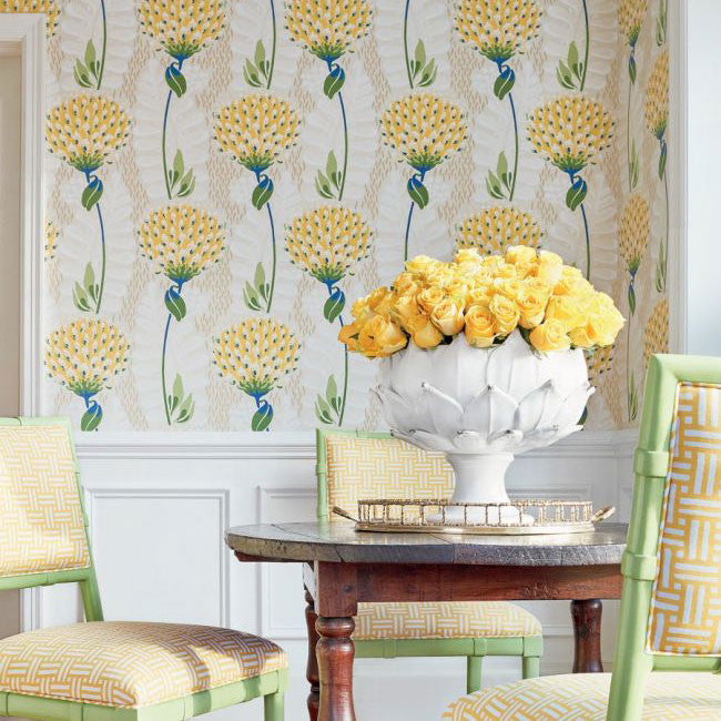 T10646 Tiverton Ceylon Yellow Wallpaper by Thibaut