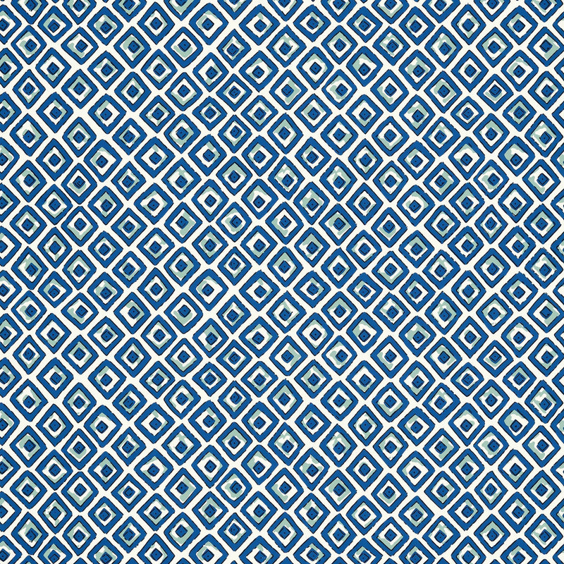T10658 Indian Diamond Ceylon Blue and Turquoise Wallpaper by Thibaut