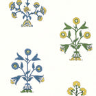 T10664 Indian Flower Ceylon Blue and Yellow Wallpaper by Thibaut