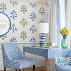T10664 Indian Flower Ceylon Blue and Yellow Wallpaper by Thibaut
