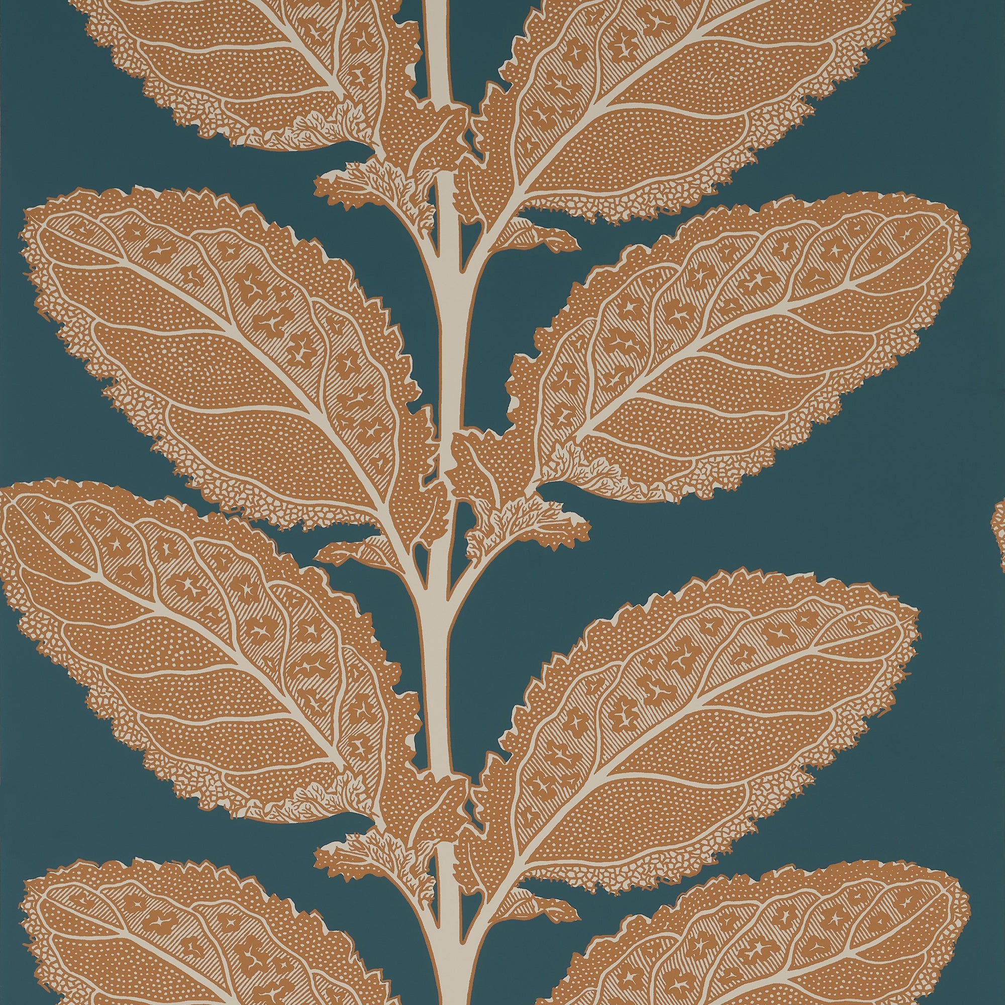 T12037 Lacinato Ochre and Mineral Vista Wallpaper by Thibaut