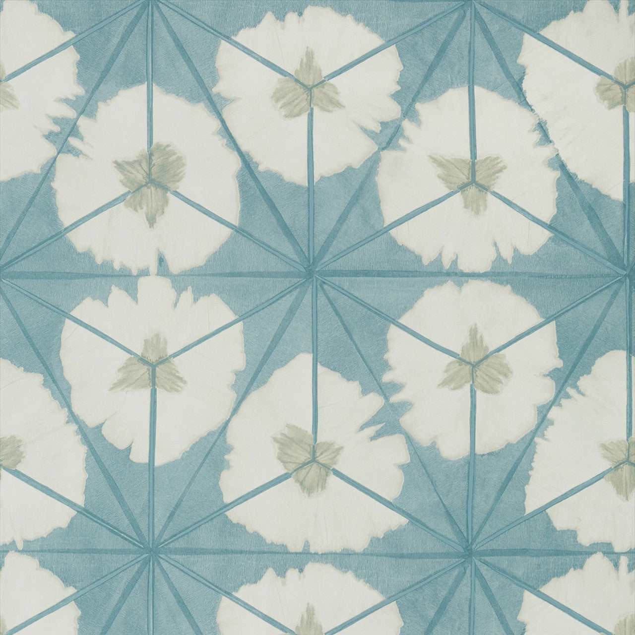 T13091 Sunburst Summer House Aqua Wallpaper by Thibaut