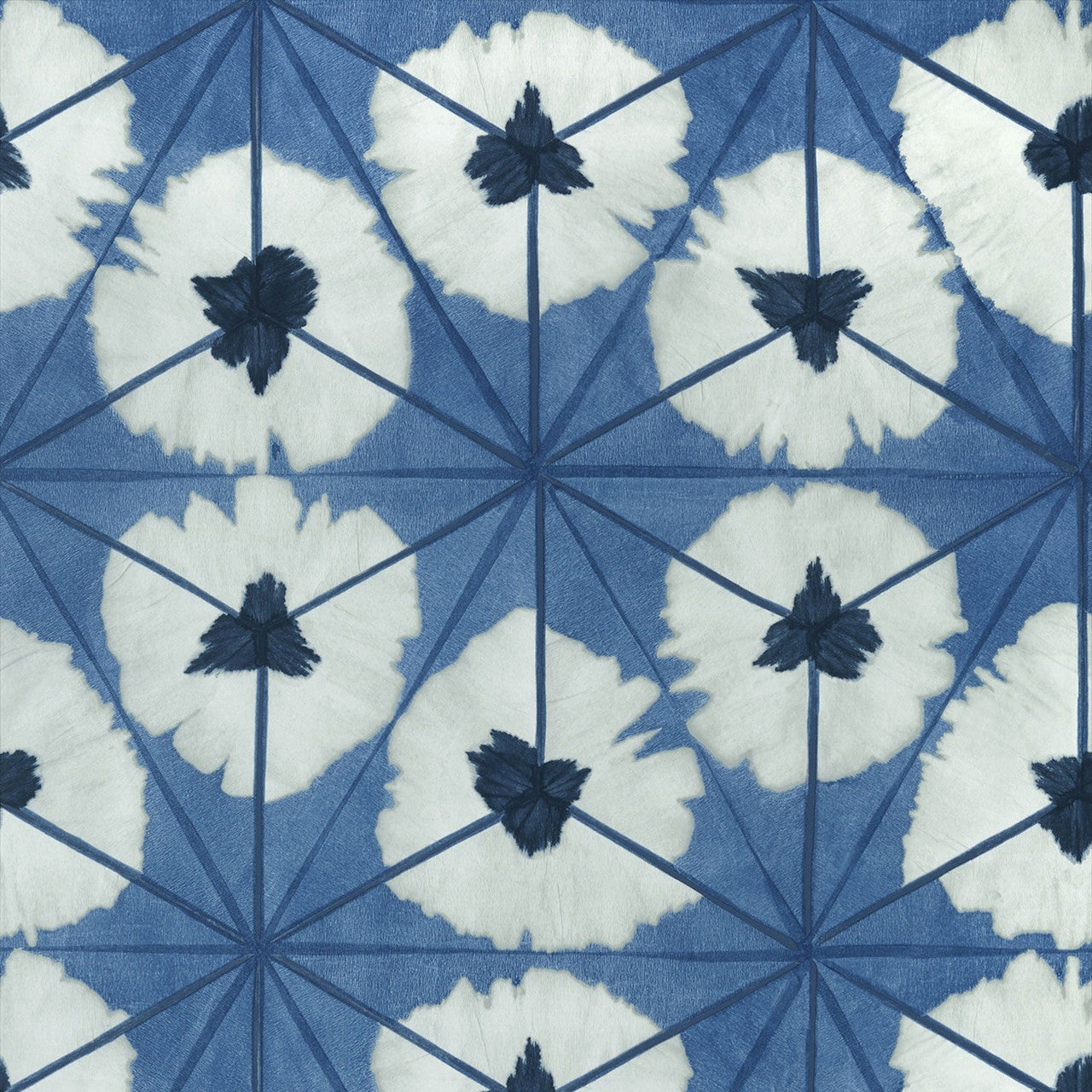 T13093 Sunburst Summer House Navy Wallpaper by Thibaut
