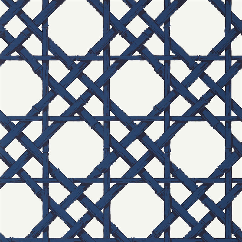 T13139 Cyrus Cane Summer House Navy Wallpaper by Thibaut