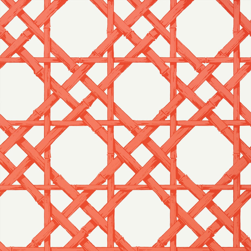 T13142 Cyrus Cane Summer House Coral Wallpaper by Thibaut