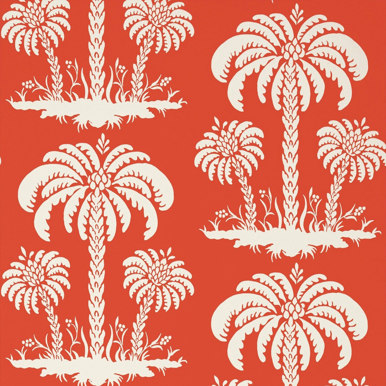 T13147 Palm Island Summer House Coral Wallpaper by Thibaut