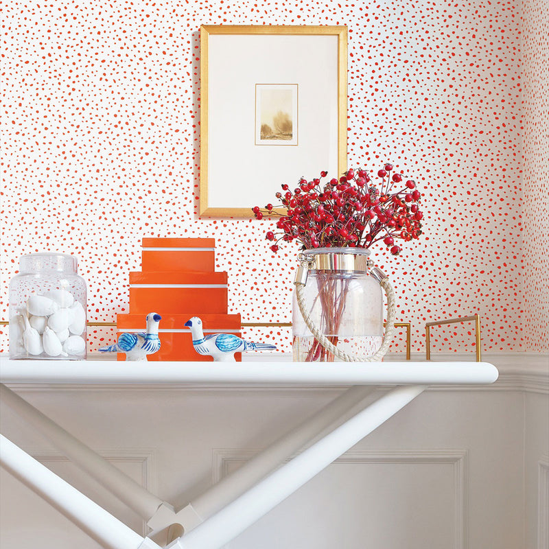 T13154 Sandy Point Summer House Coral Wallpaper by Thibaut