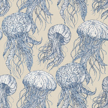 T13168 Jelly Fish Summer House Blue and Beige Wallpaper by Thibaut