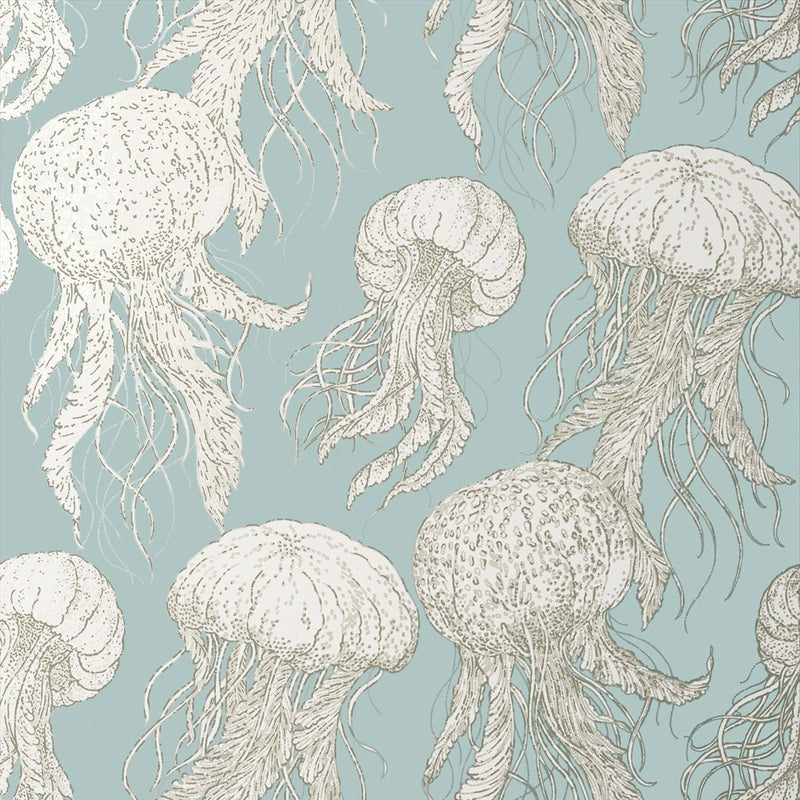 T13170 Jelly Fish Summer House Aqua Wallpaper by Thibaut