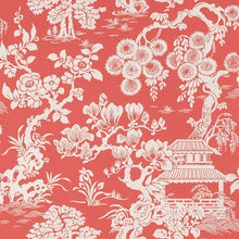 T13305 Japanese Garden Pavilion Coral Wallpaper by Thibaut