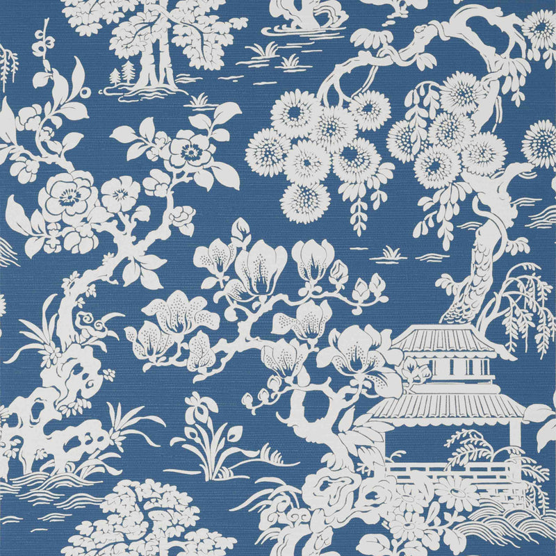 T13306 Japanese Garden Pavilion Wedgewood Wallpaper by Thibaut